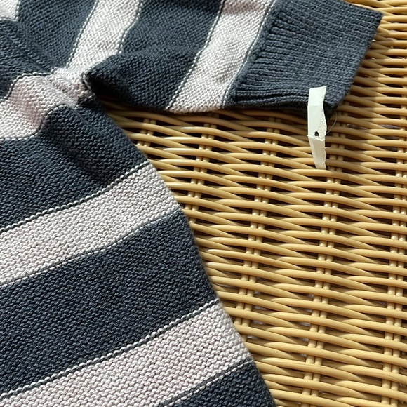 Frenchi sweater with collar. Striped with light pink - Picture 2 of 7